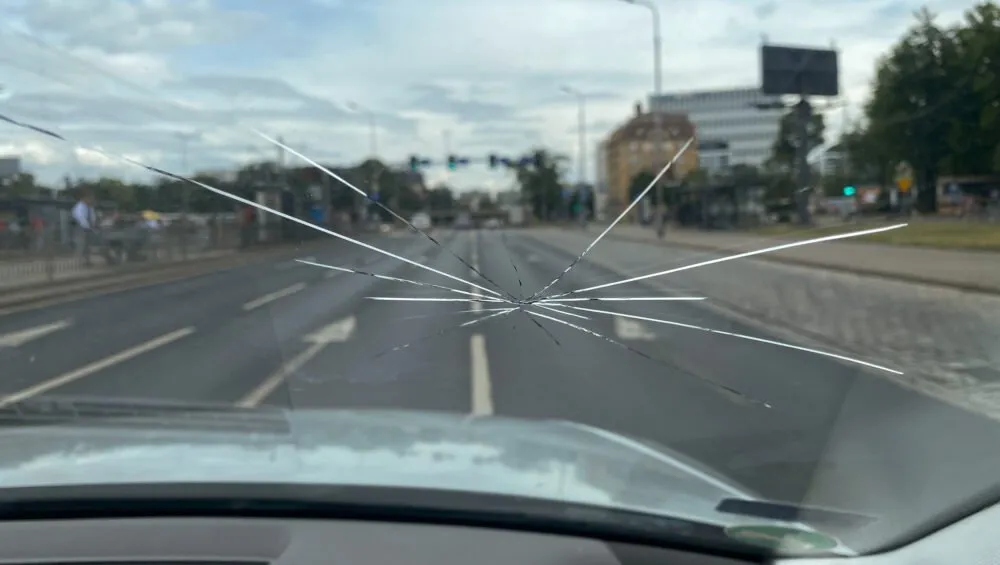 Cracked windshield damage requiring ICBC insurance claim in BC